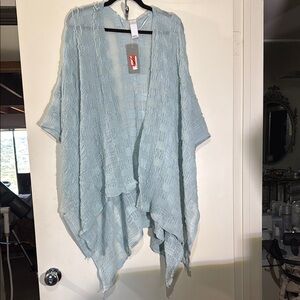 Nordstrom Soft Blue Open Front Poncho/Cover-up/Shawl One Size Drop Shoulder